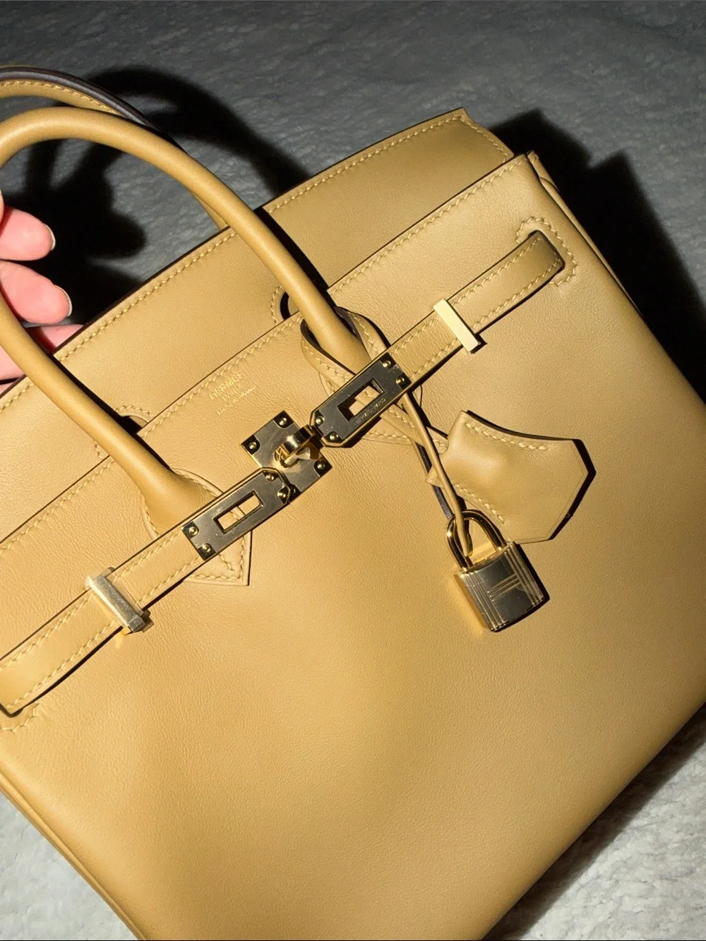 Hermes Birkin 25 Swift Leather Permabrass hardware (champagne) in Dune Color
